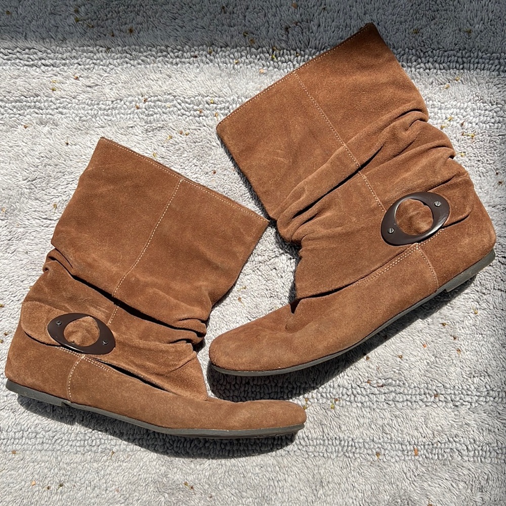 Dr. Scholl’s Slouchy Brown Moccasin Boots with Buckle Size 9.5